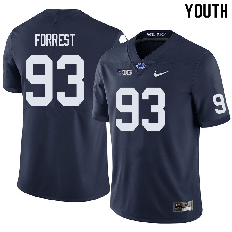 Youth #93 Levi Forrest Penn State Nittany Lions College Football Jerseys Sale-Navy